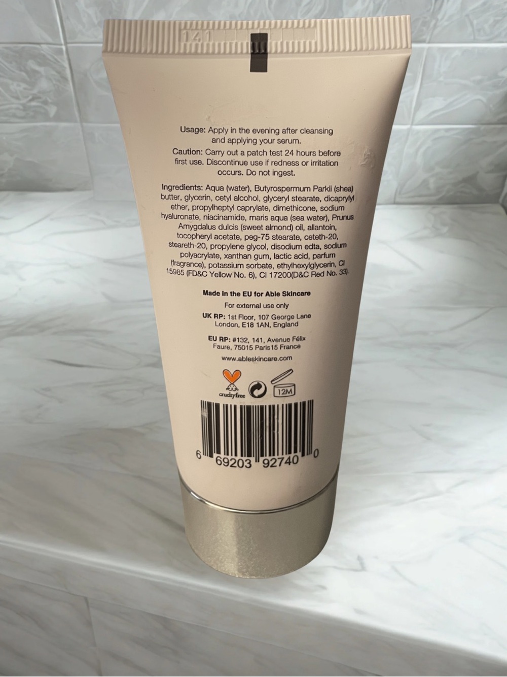 ABLE SKINCARE Anti Aging Hyaluronic Acid Age Recovery Night Cream 50 mL 1.69 oz - Picture 2 of 2